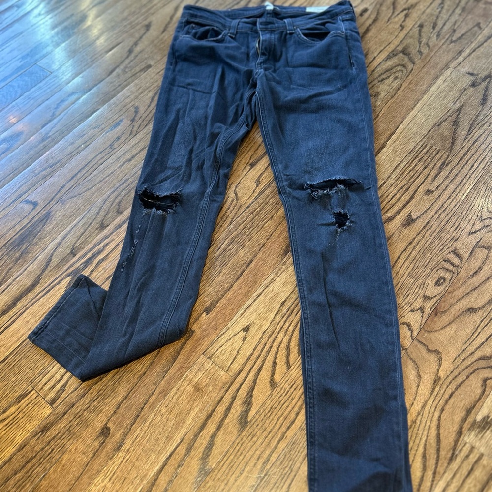 rag & bone Black Ripped Skinny Jeans
